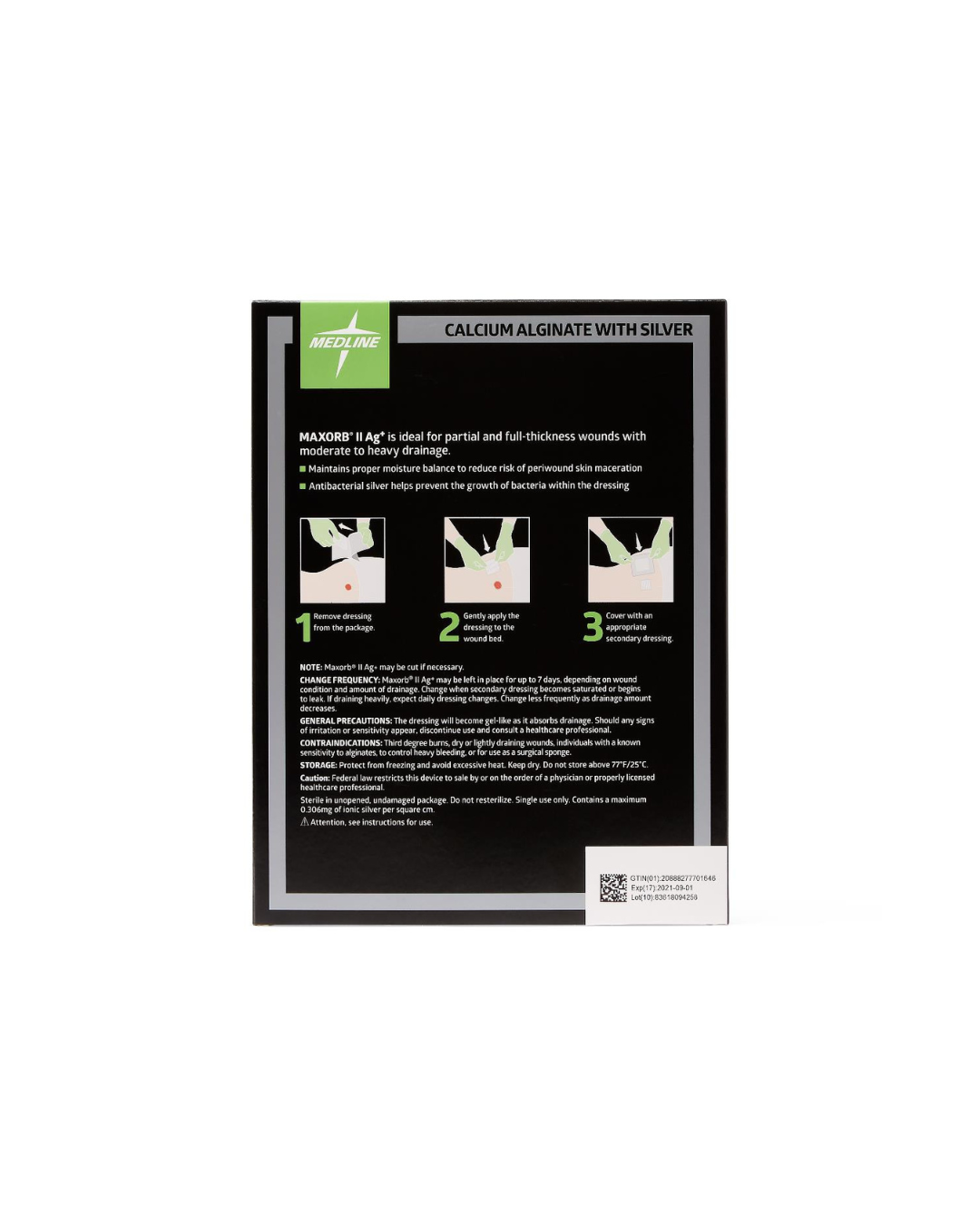 Maxorb II Silver Alginate Wound Dressings -  8" x 12"