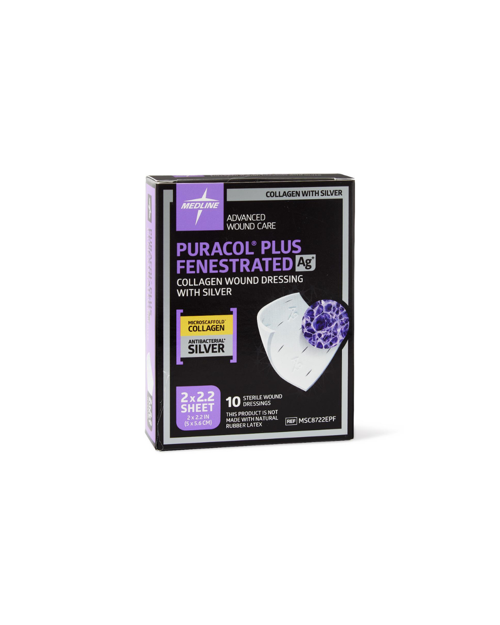 Puracol Plus Ag+ Collagen Wound Dressing with Silver - 2" x 2.25" Fenestrated