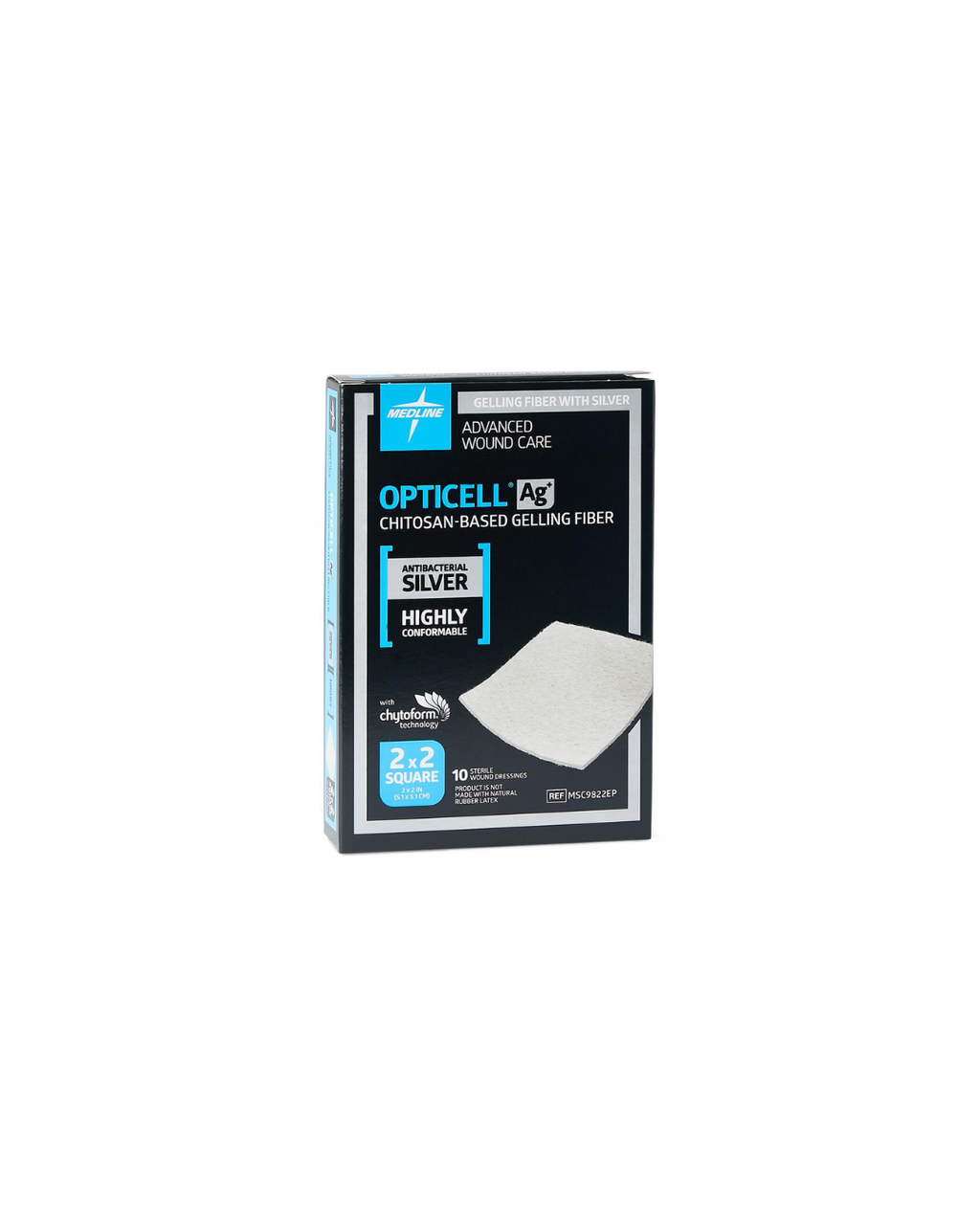 Opticell Ag+ Silver Antibacterial Gelling Fiber Wound Dressing - 2" x 2"
