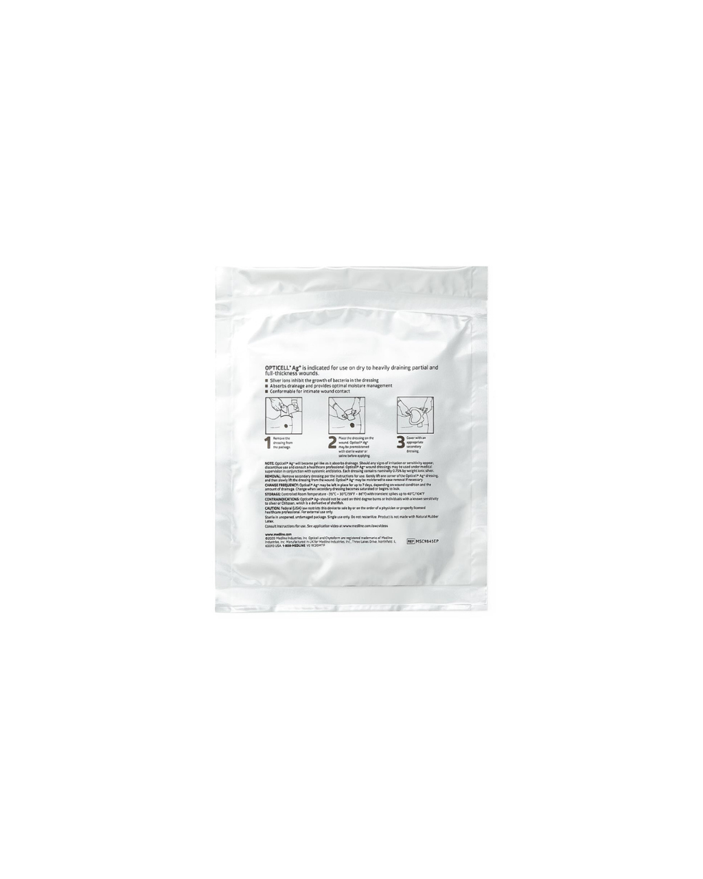 Opticell Ag+ Silver Antibacterial Gelling Fiber Wound Dressing - 4" x 5"