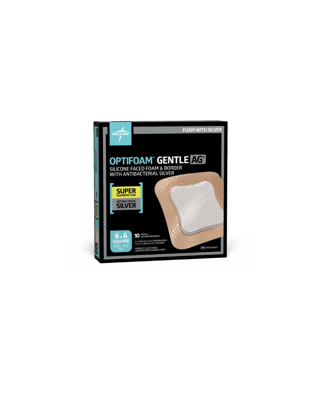 Optifoam Gentle Silicone-Faced Foam Dressing with Silver, in Educational Packaging - 6" x 6"