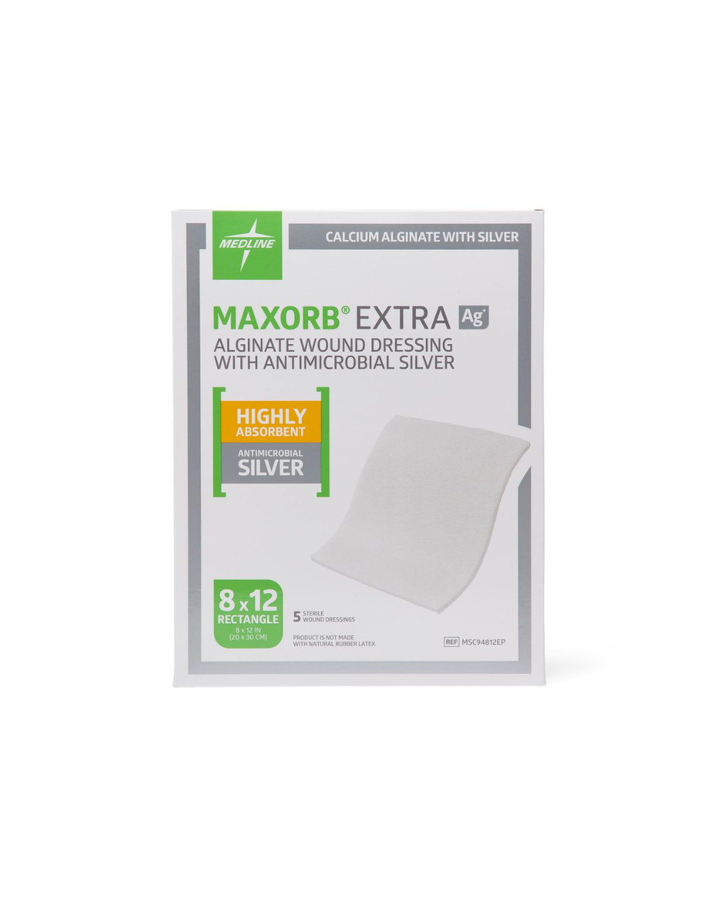 Maxorb Extra Ag+ CMC/Alginate Wound Dressings - 8" x 12"