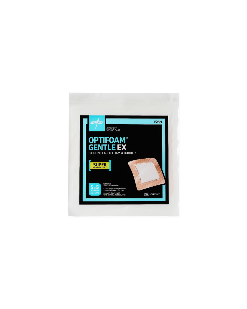 Optifoam Gentle EX Bordered Foam Dressing in Educational Packaging - 5" x 5"