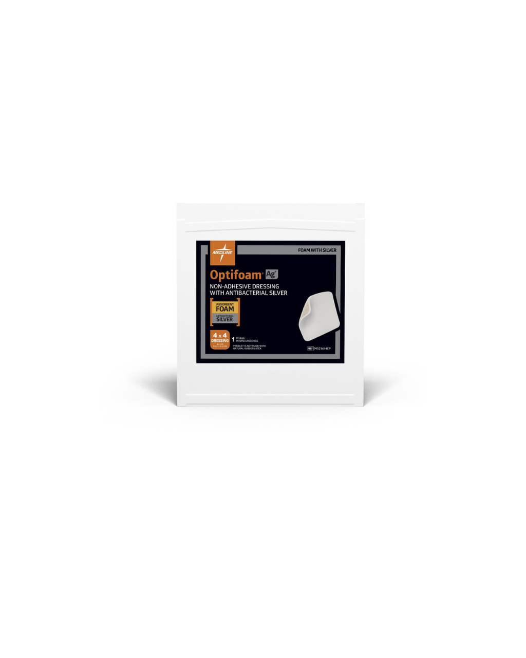 Optifoam AG+ Nonadhesive Silver Wound Dressing in Educational Packaging - 4" x 4"