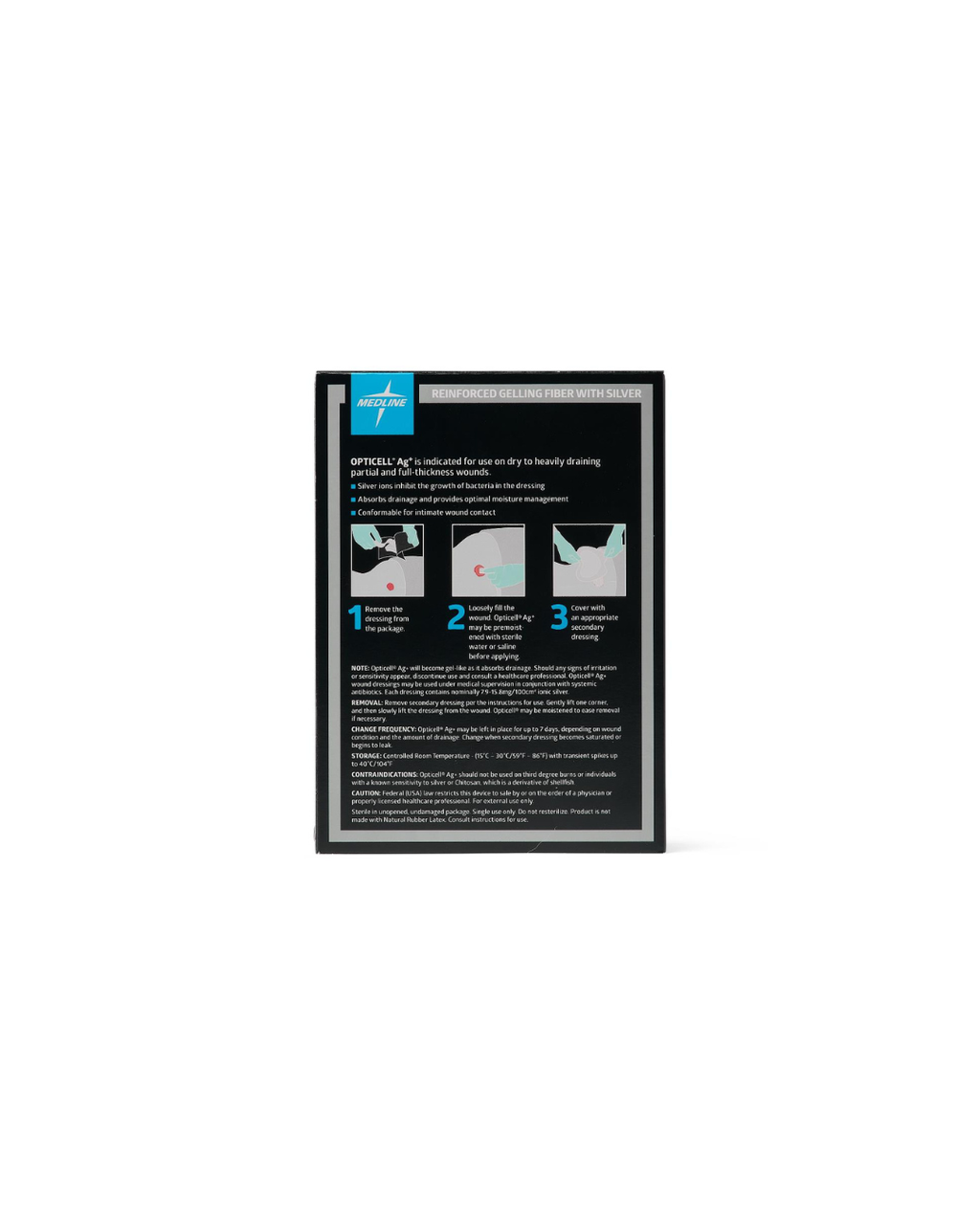Opticell Ag+ Silver Antibacterial Gelling Fiber Wound Dressing - 0.39" x 18"
