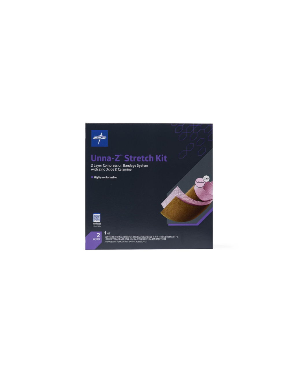 Unna-Z Stretch Bandage with Zinc and Calamine, Kitted with Cohesive Bandage - 4" x 10 yd