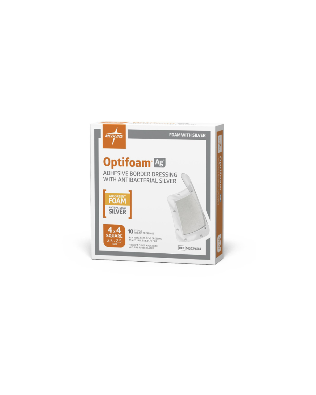 Optifoam AG+ Silver Wound Dressing - 4" x 4"