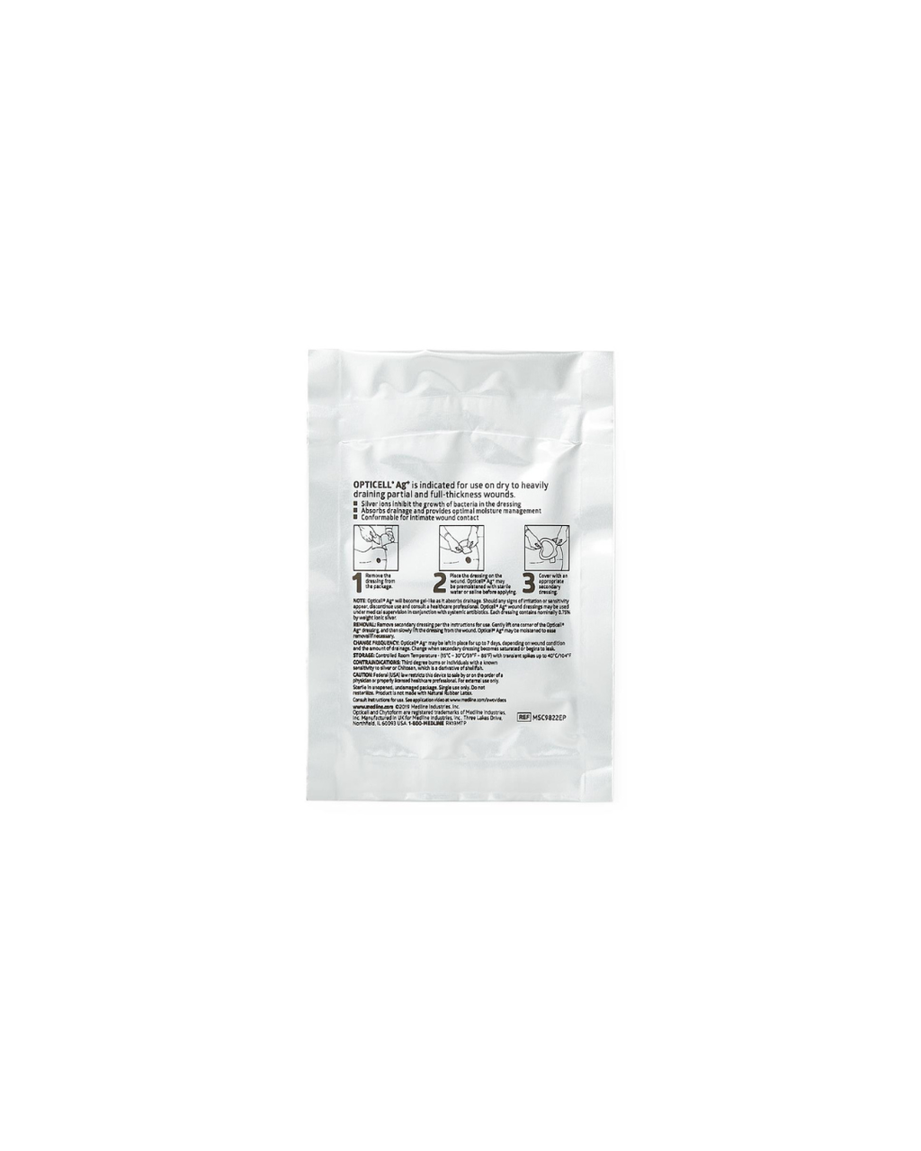 Opticell Ag+ Silver Antibacterial Gelling Fiber Wound Dressing - 2" x 2"