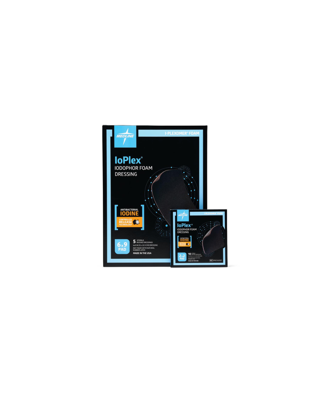 IoPlex Iodophor Foam Dressing with Iodine - 6" x 9" Pad