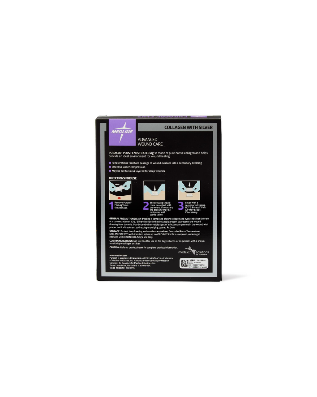Puracol Plus Ag+ Collagen Wound Dressing with Silver - 4.25" x 4.5" Fenestrated