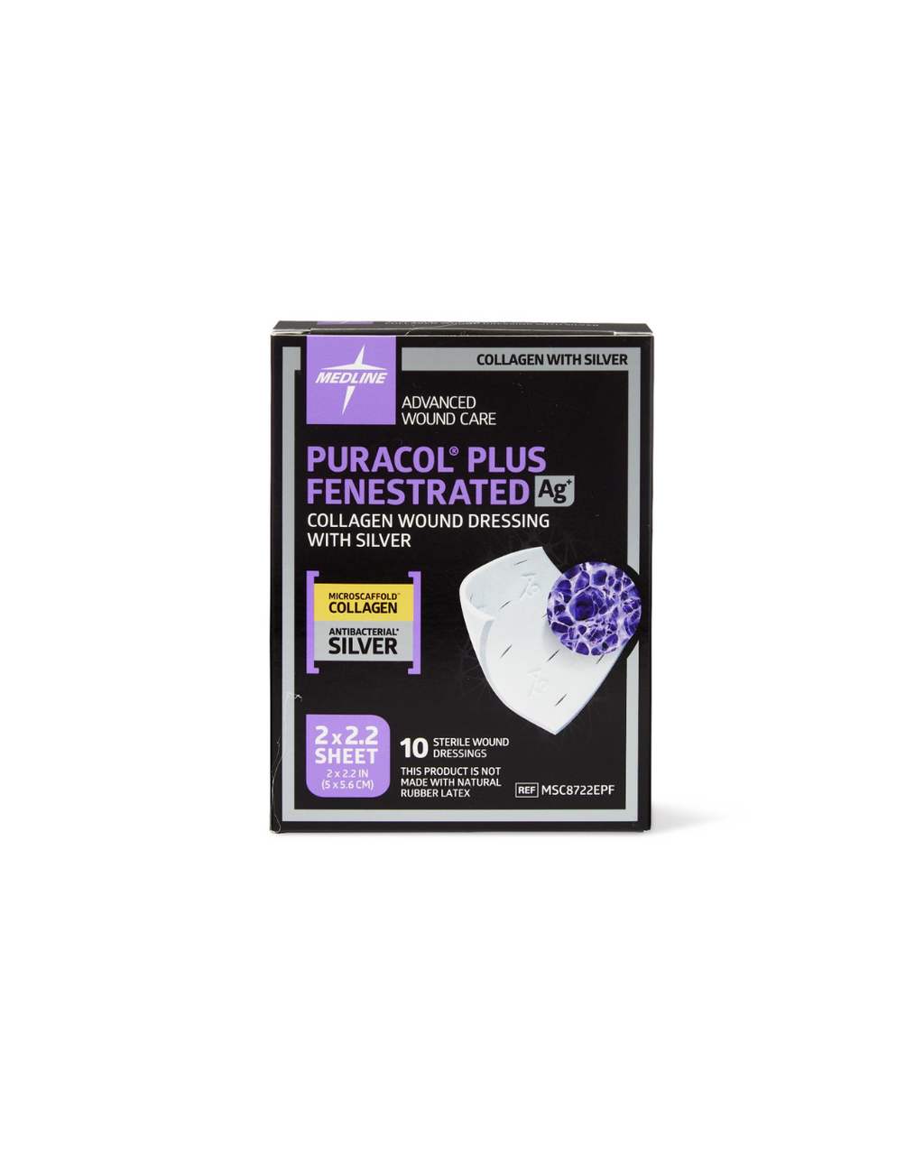 Puracol Plus Ag+ Collagen Wound Dressing with Silver - 2" x 2.25" Fenestrated