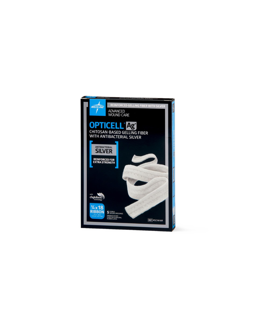 Opticell Ag+ Silver Antibacterial Gelling Fiber Wound Dressing - 0.75" x 18"