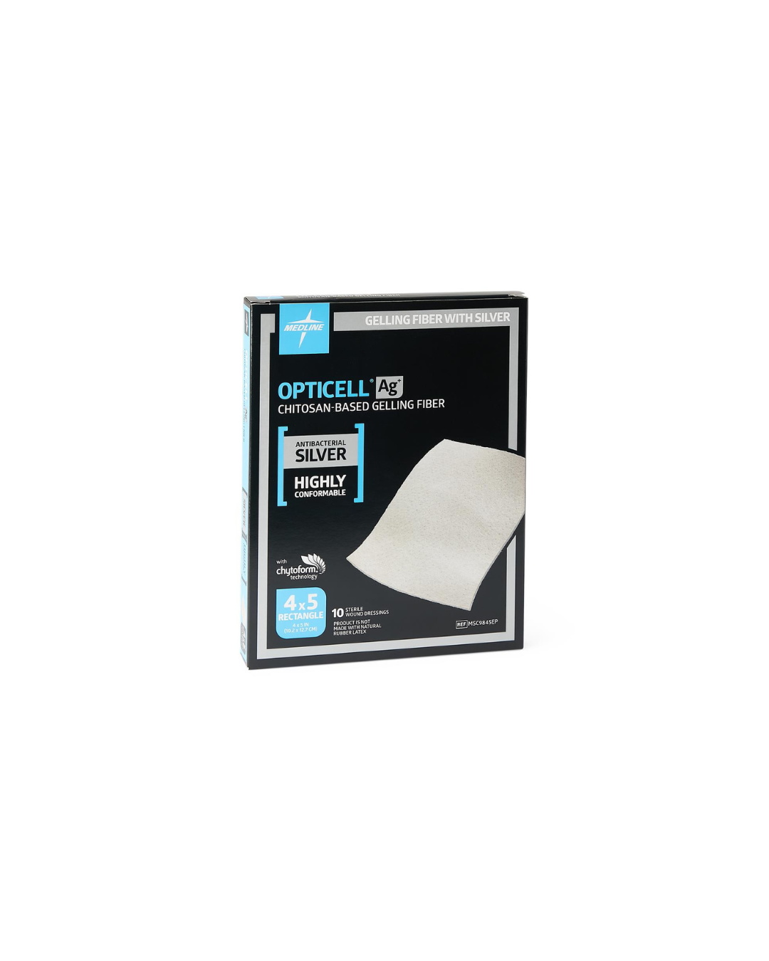Opticell Ag+ Silver Antibacterial Gelling Fiber Wound Dressing - 4" x 5"