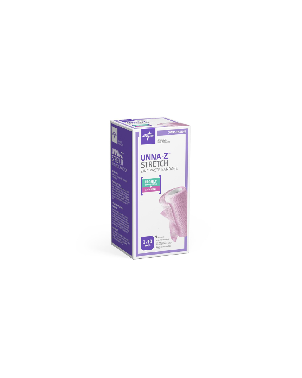 Unna-Z Stretch Zinc Oxide Compression Bandage with Calamine - 3" x 10 yd