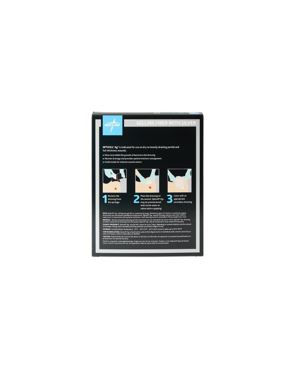 Opticell Ag+ Silver Antibacterial Gelling Fiber Wound Dressing - 4" x 5"