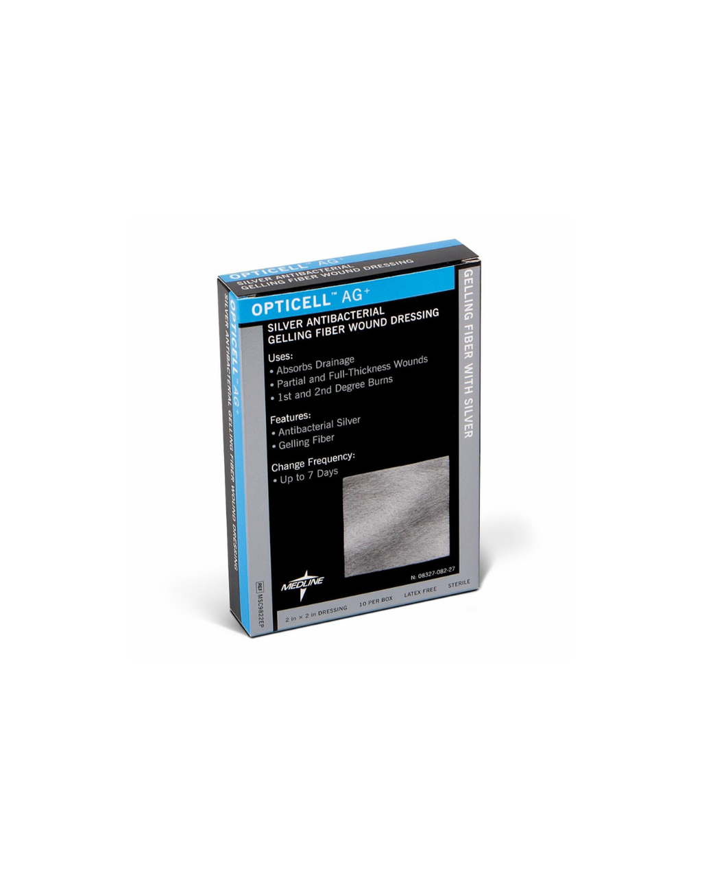 Opticell Ag+ Silver Antibacterial Gelling Fiber Wound Dressing - 2" x 2"