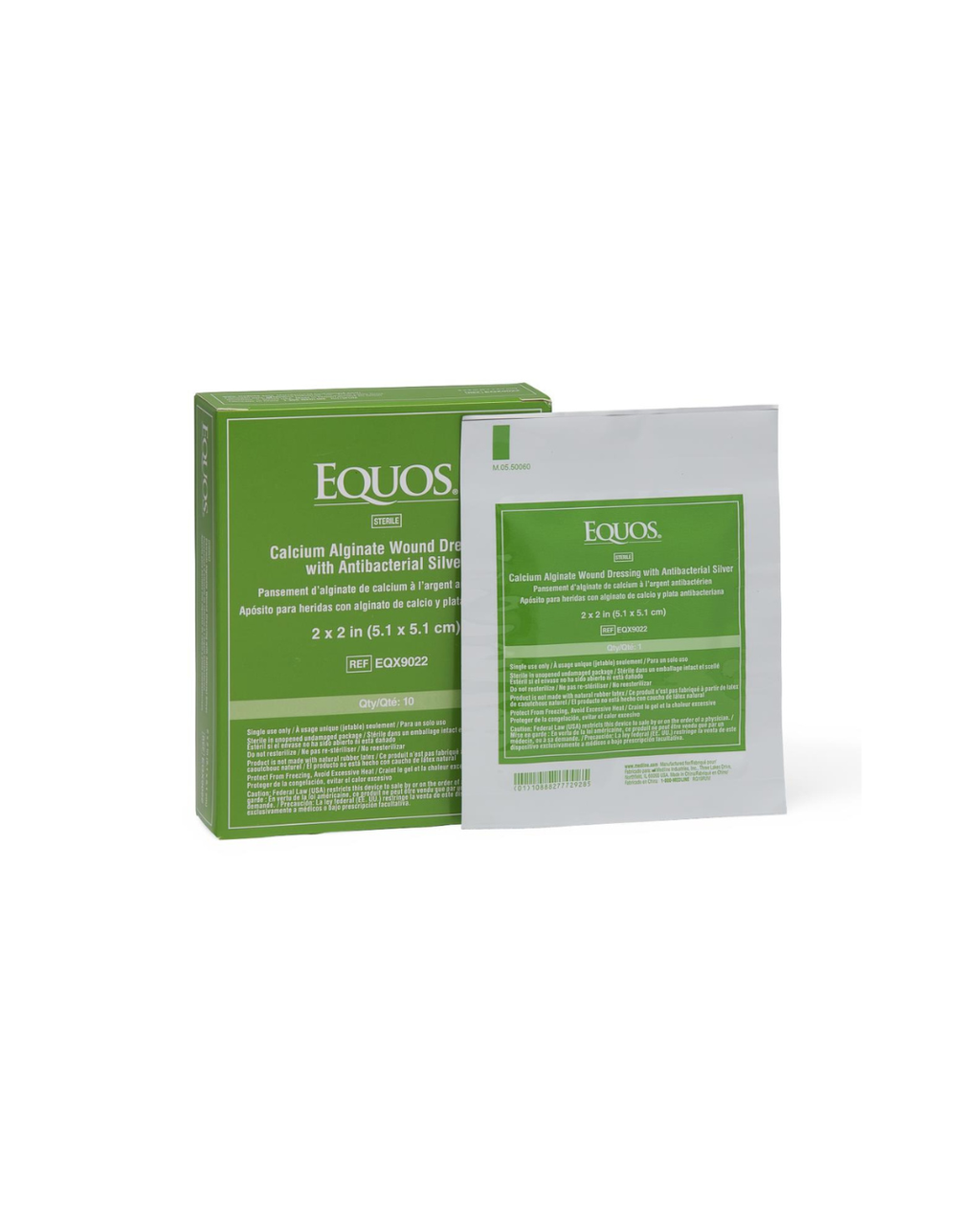 EQUOS Calcium Alginate Wound Dressings with Silver - 2" x 2"