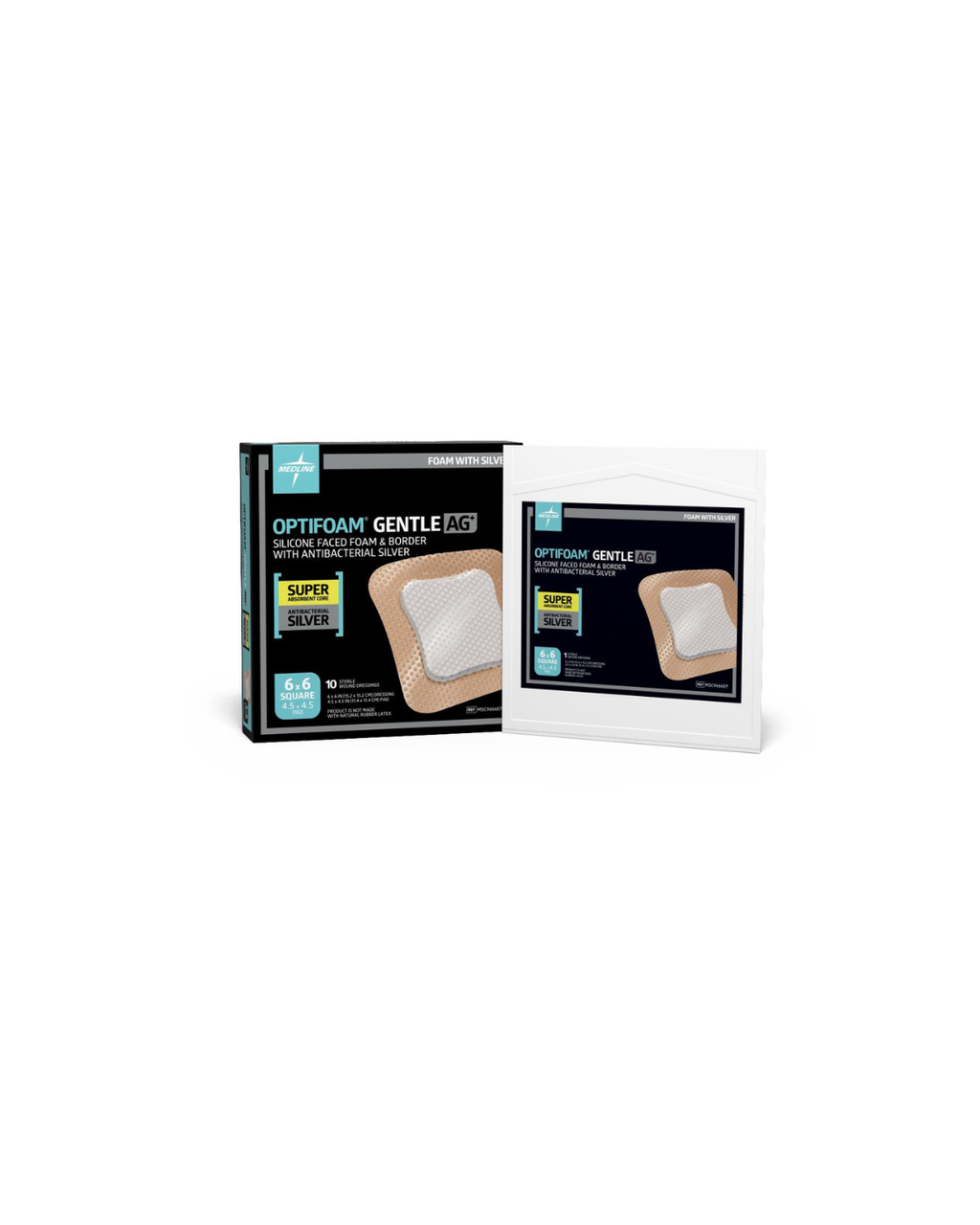Optifoam Gentle Silicone-Faced Foam Dressing with Silver, in Educational Packaging - 6" x 6"