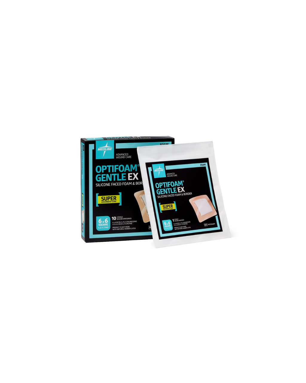 Optifoam Gentle EX Bordered Foam Dressing in Educational Packaging - 6" x 6"