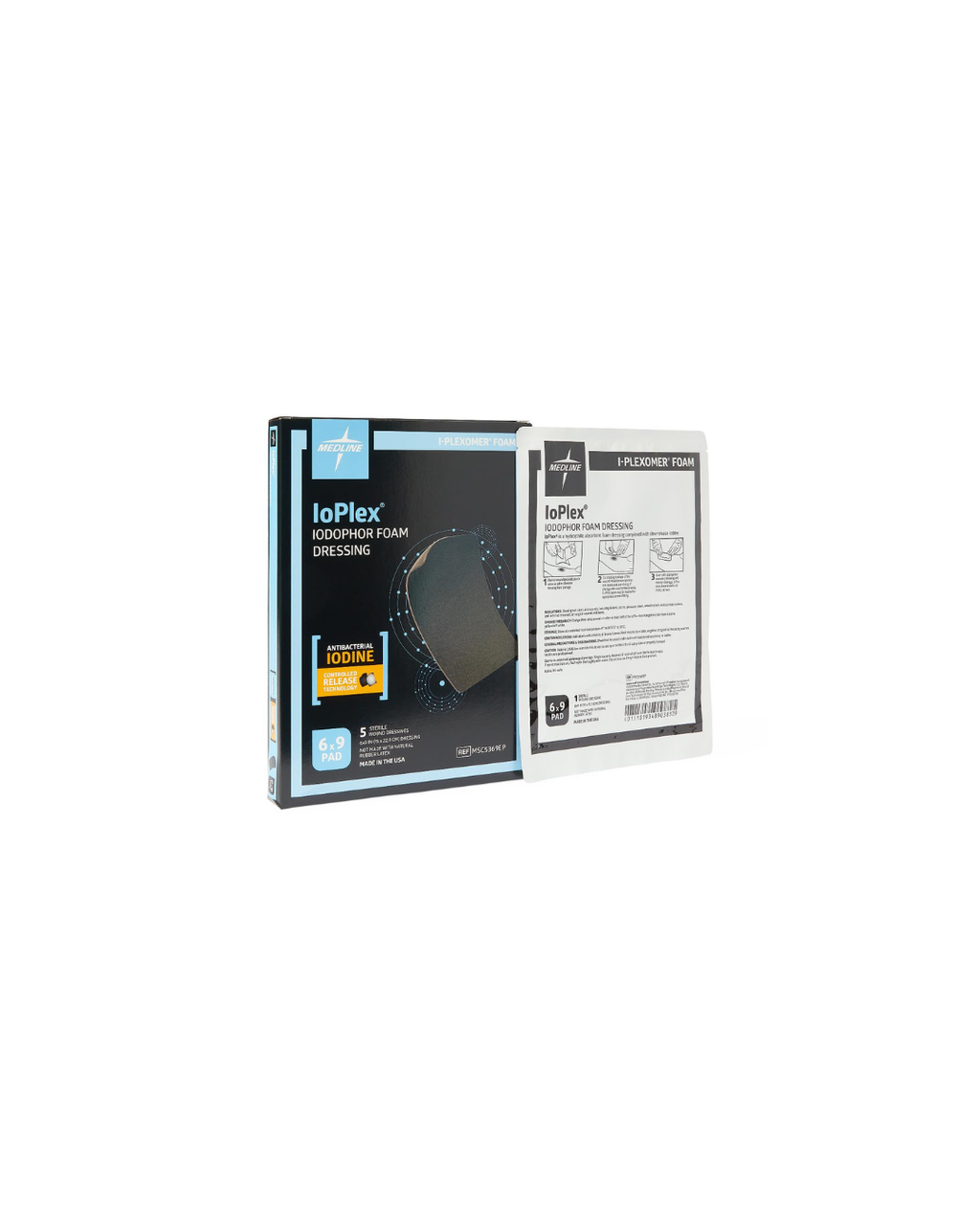 IoPlex Iodophor Foam Dressing with Iodine - 6" x 9" Pad