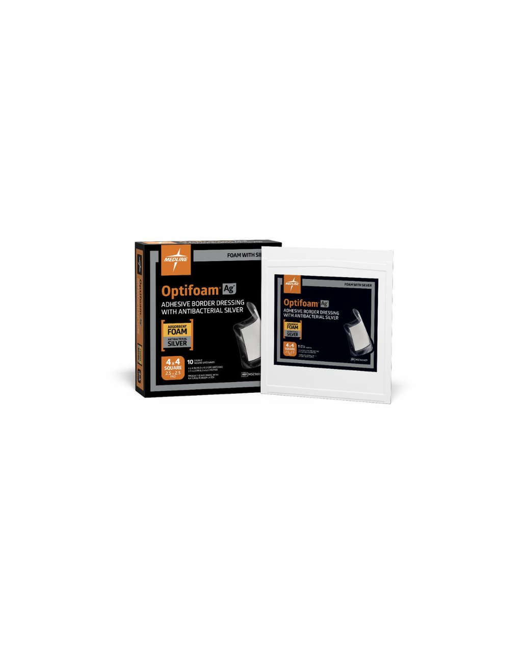 Optifoam AG+ Silver Wound Dressing in Educational Packaging - 4" x 4"