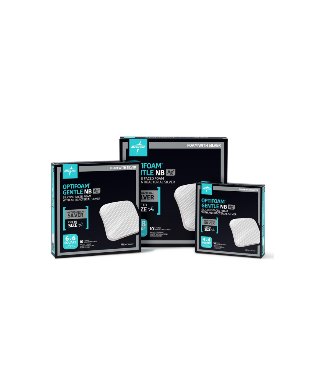 Optifoam Gentle Silicone and Antibacterial Silver Foam Dressings, in Educational Packaging - 6" x 6"