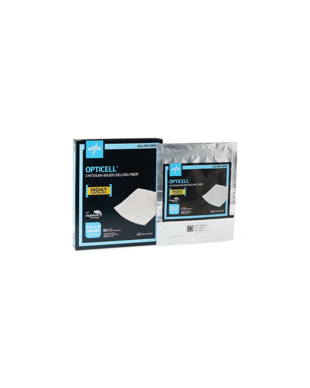 Opticell Gelling Fiber Wound Dressing in Educational Packaging - 4.25" x 4.25"