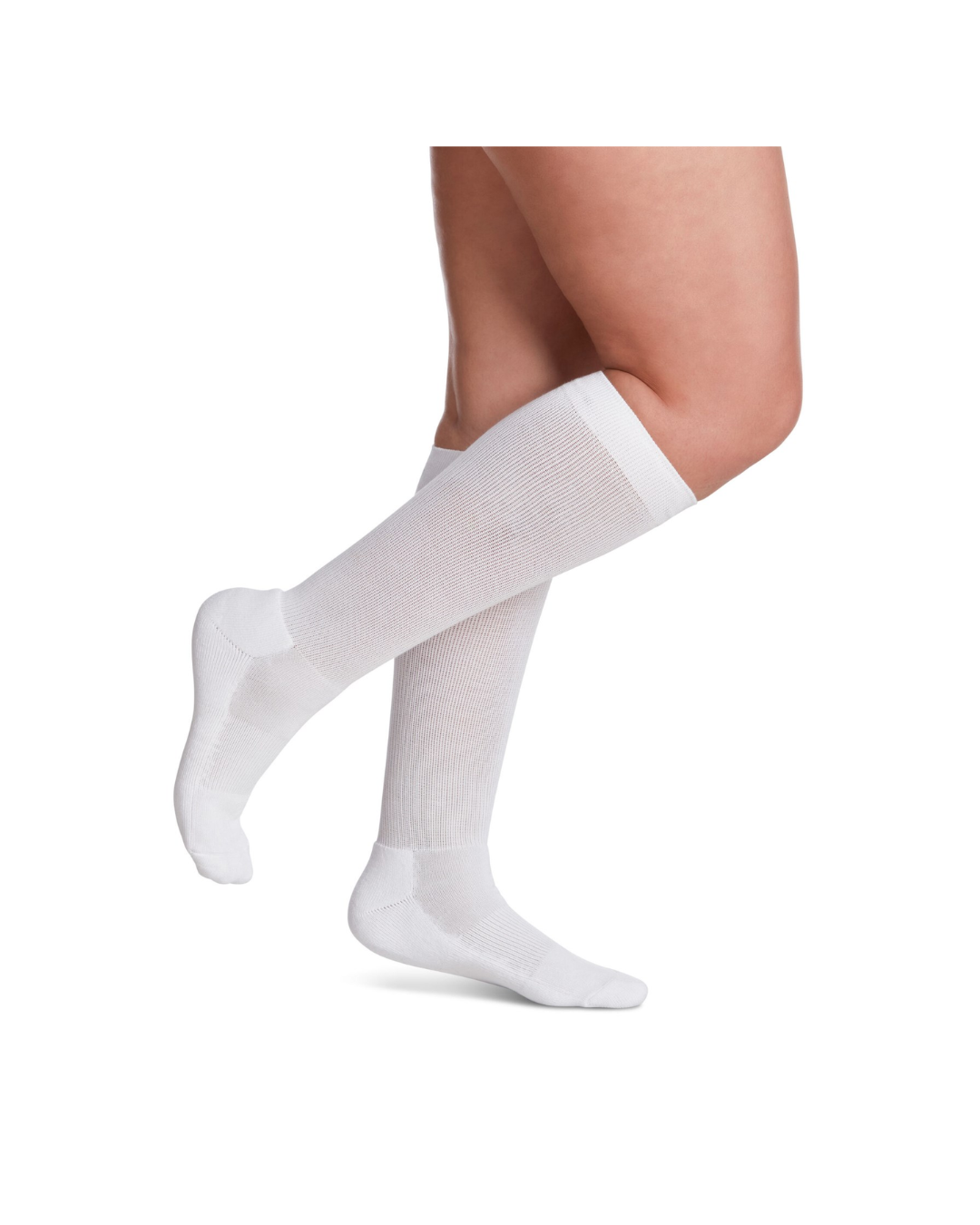 Sigvaris Motion Cushioned Cotton 360 Women’s 20–30mmHg Calf Closed Toe White LS