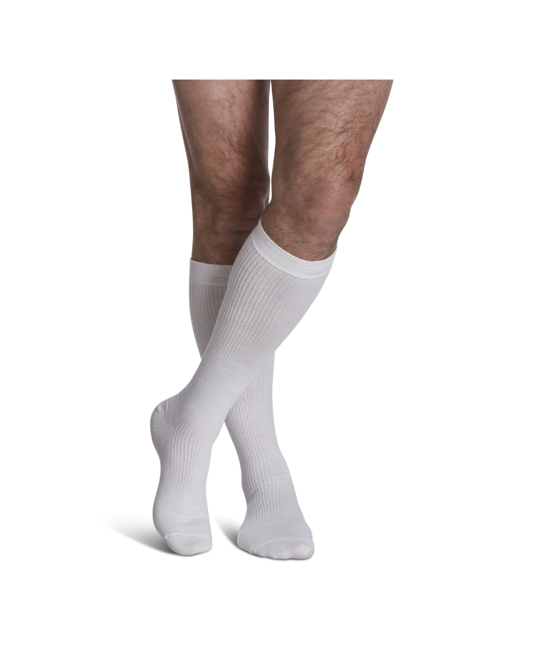 Sigvaris Well Being Casual Cotton 186 Men's 15–20mmHg Calf Closed Toe White 6½ - 8½