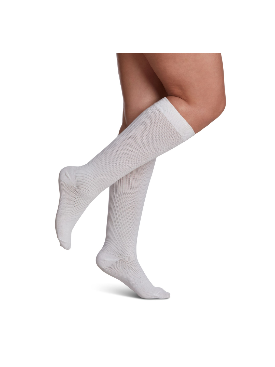 Sigvaris Well Being Casual Cotton 146 Women's 15–20mmHg Calf Closed Toe White 10 – 12