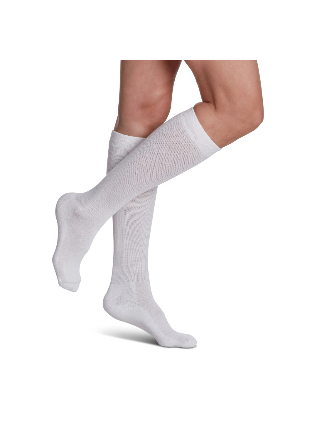 Sigvaris Well Being Eversoft Diabetic Sock 160 Women's 8–15mmHg Calf Closed Toe White L