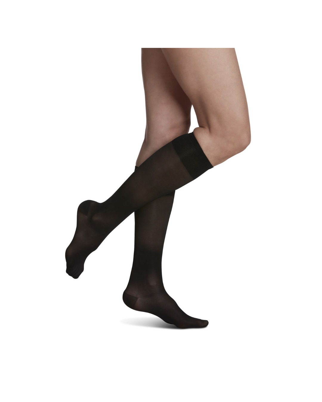 Sigvaris Well Being Sheer Fashion 120 Women’s 15–20mmHg Calf Closed Toe Black 10 – 12