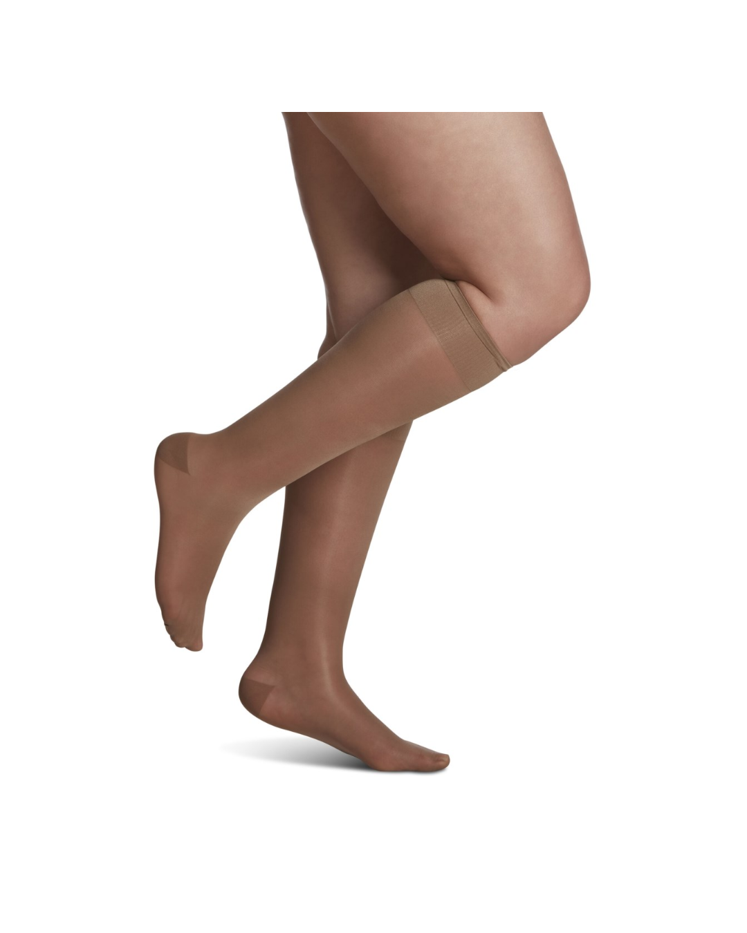 Sigvaris Well Being Sheer Fashion 120 Women’s 15–20mmHg Calf Closed Toe Café 10 – 12