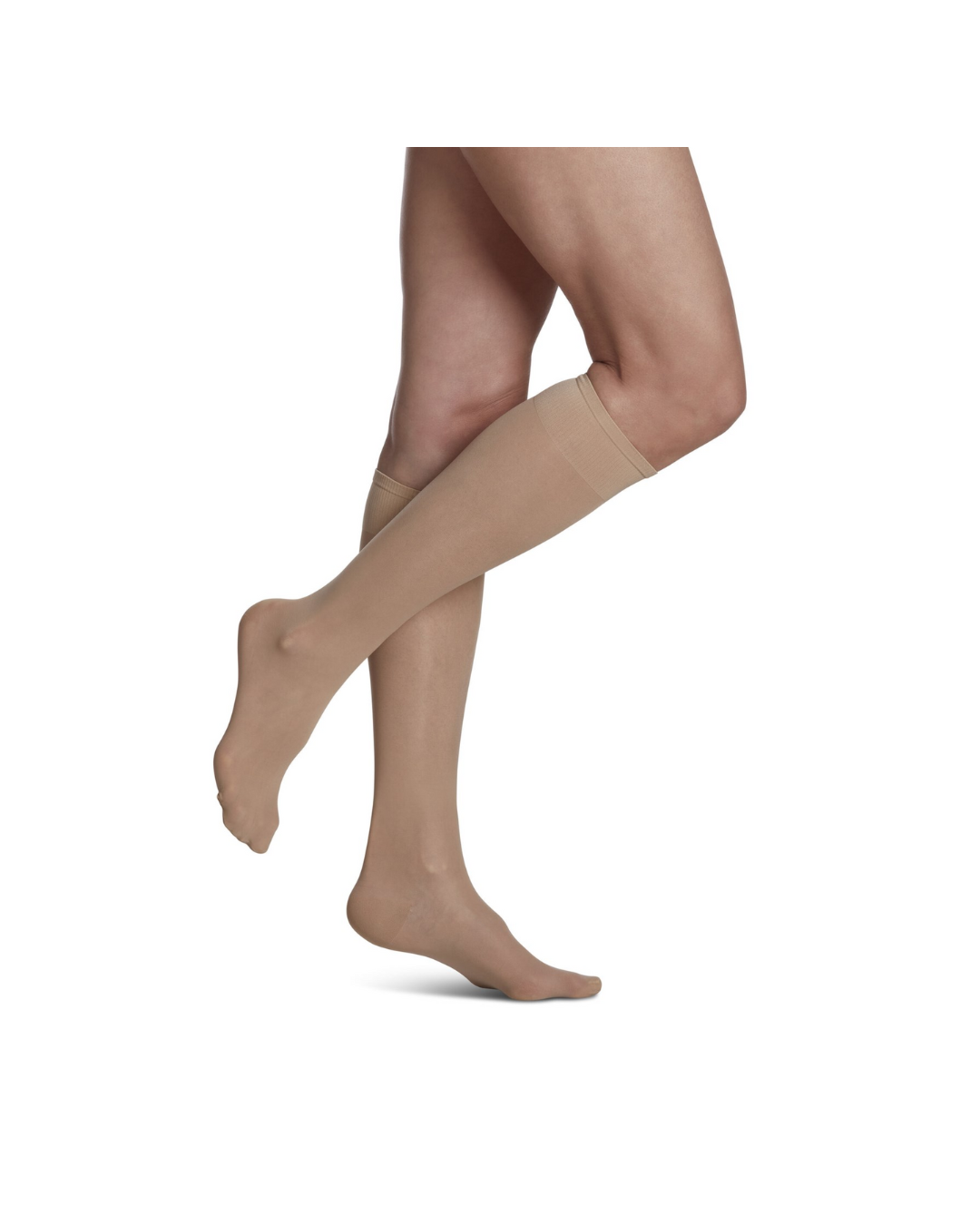 Sigvaris Well Being Sheer Fashion 120 Women’s 15–20mmHg Calf Closed Toe Honey (Natural) 10 – 12