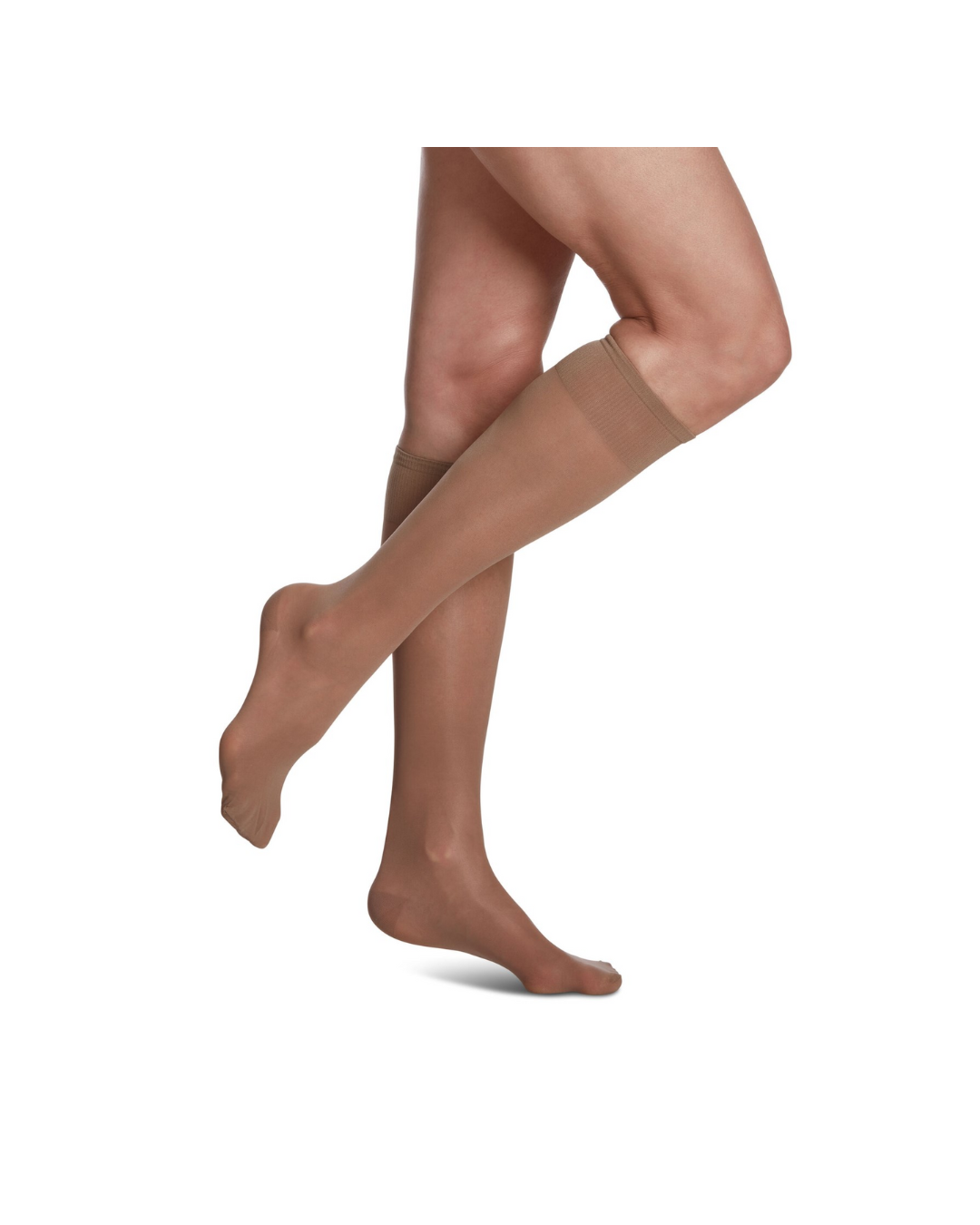 Sigvaris Well Being Sheer Fashion 120 Women’s 15–20mmHg Calf Closed Toe Taupe 10 – 12