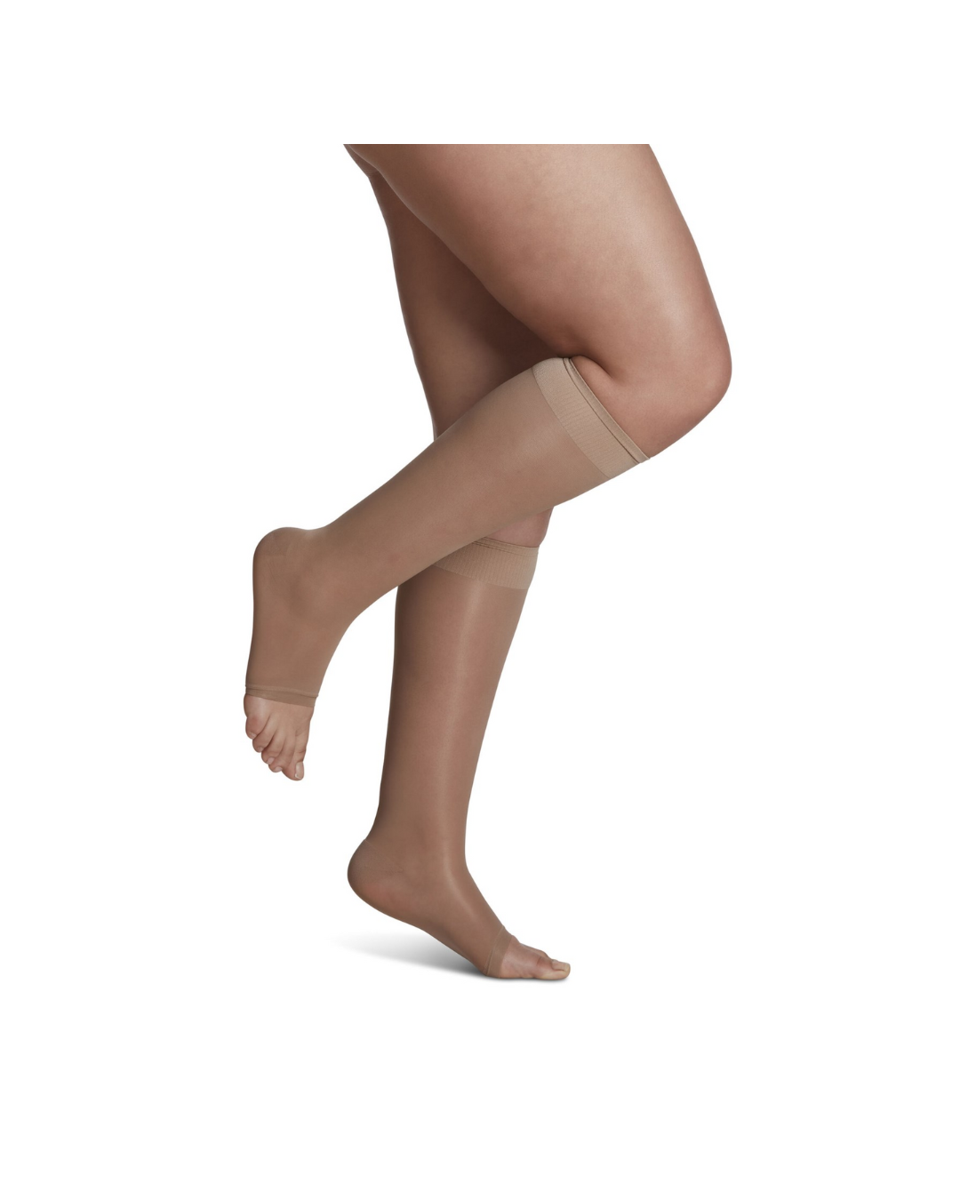 Sigvaris Well Being Sheer Fashion 120 Women’s 15–20mmHg Calf Open Toe Golden (Suntan) 10 – 12