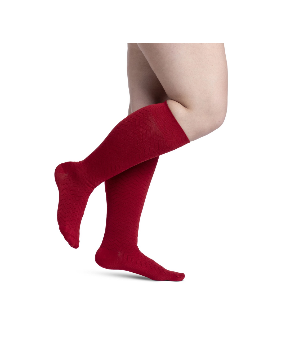 Sigvaris Style Microfiber Patterns 830 Women's 20-30mmHg Calf Closed Toe Cranberry MS