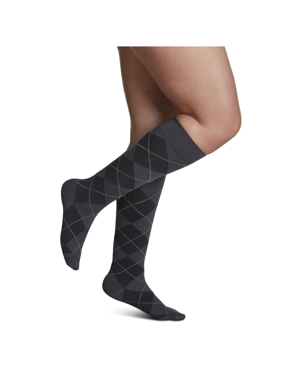 Sigvaris Style Microfiber Patterns 830 Women's 20-30mmHg Calf Closed Toe Graphite Argyle LL