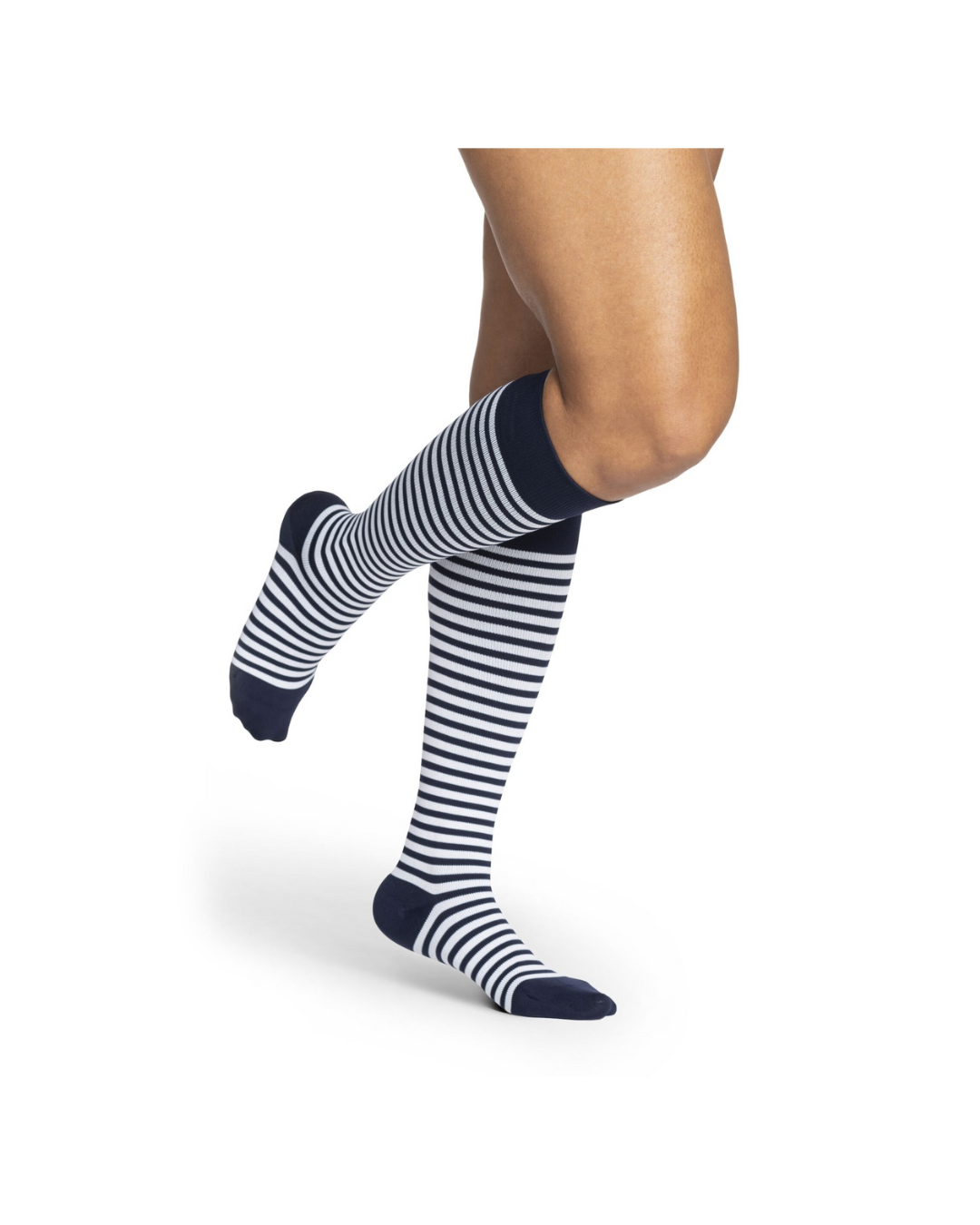 Sigvaris Style Microfiber Patterns 830 Women's 20-30mmHg Calf Closed Toe Mariner Stripe MS