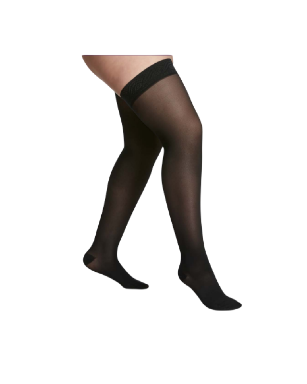 Sigvaris Style Medium Sheer 750 Women's 20–30mmHg Thigh w/Grip-Top Closed Toe Black SL