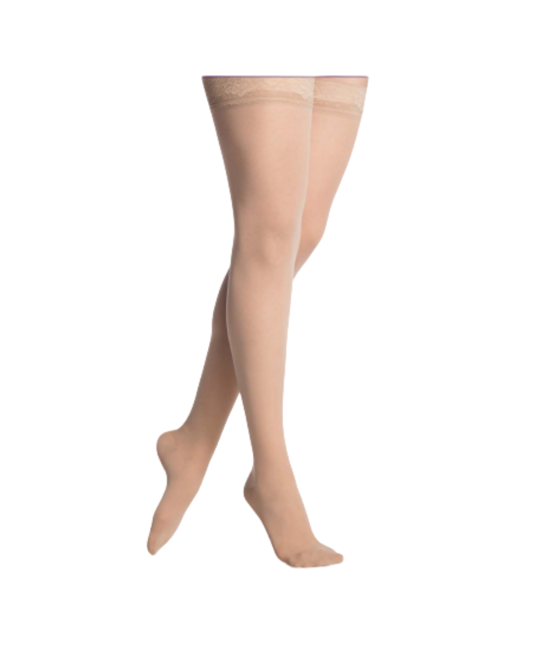 Sigvaris Style Medium Sheer 750 Women's 20–30mmHg Thigh w/Grip-Top Closed Toe Honey (Natural) SL
