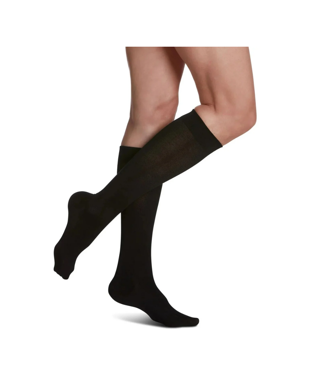 Sigvaris Style Sea Island Cotton 220 Women's 20–30mmHg Calf Closed Toe Black LL
