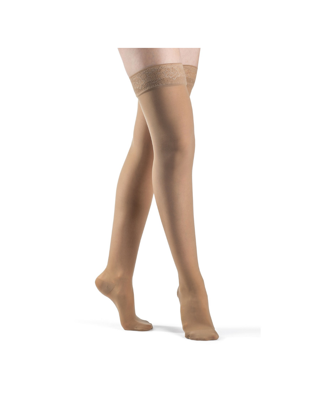 Sigvaris Style Sheer 780 Women's 30-40mmHg Thigh w/Grip-Top Closed Toe Golden (Suntan) LL