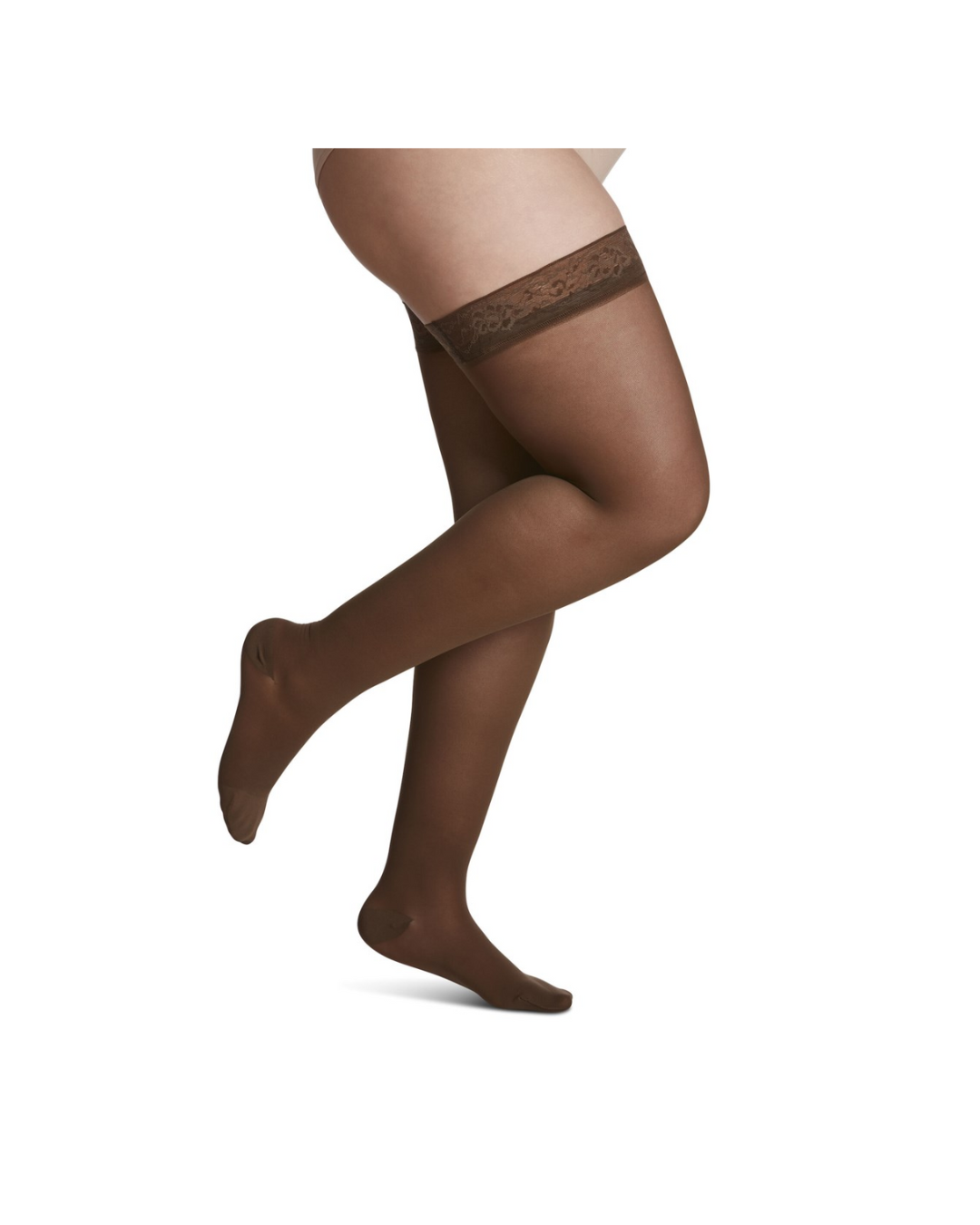 Sigvaris Style Sheer 780 Women's 30-40mmHg Thigh w/Grip-Top Closed Toe Mocha LS