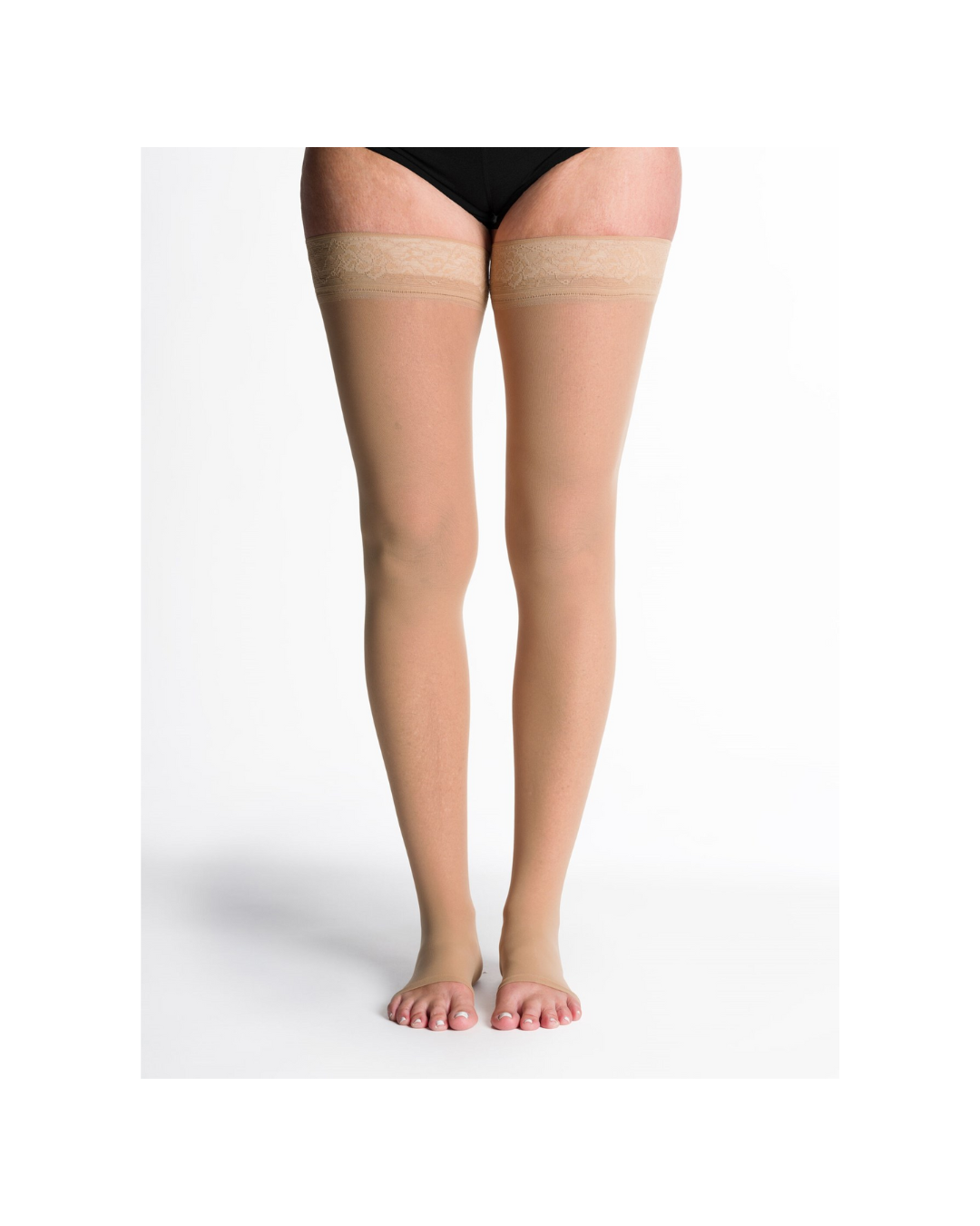 Sigvaris Style Sheer 780 30-40mmHg Thigh w/Grip-Top Open Toe Golden (Suntan) MS