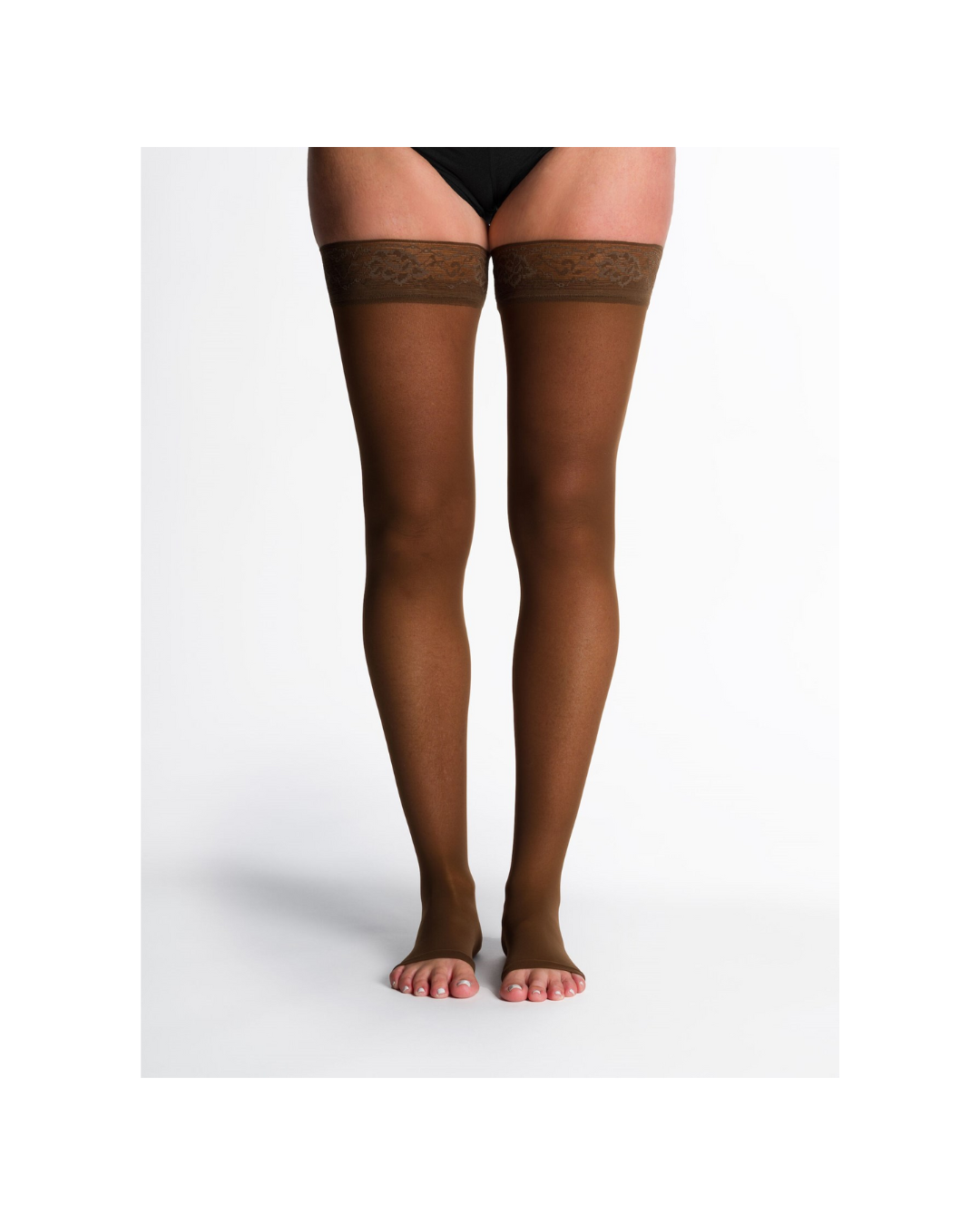 Sigvaris Style Sheer 780 30-40mmHg Thigh w/Grip-Top Open Toe Mocha MS