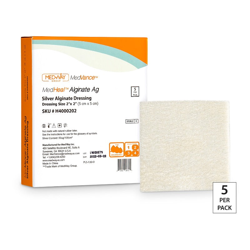 Curavance Silver Alginate Dressing 2″×2″