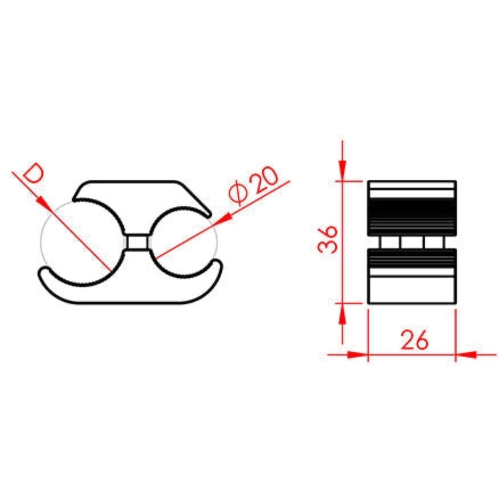 Rolko Black Aluminum Brake Clamp for 1" Tube