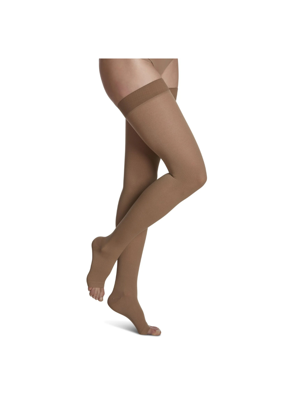 Sigvaris Essential Cotton 230 30-40mmHg Thigh w/Grip-Top Open Toe Light Beige Standard ML