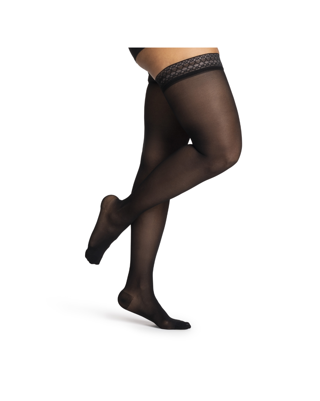 Sigvaris Dynaven 980 Sheer Women's 15–20mmHg Thigh w/ Grip-Top Closed Toe Black SL